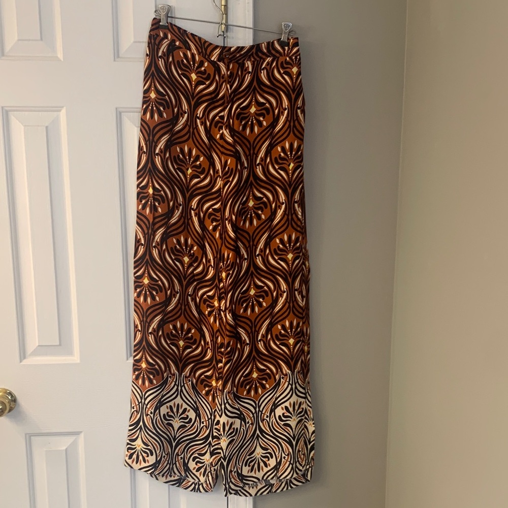 Anthropologie Tan and Black Swirl Trousers